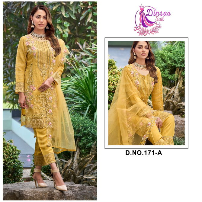 DS 171 Dinsaa Suit Festive Wear Wholesale Pakistani Dress Material Catalog